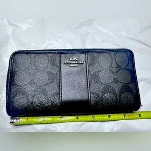 Long Zip Around Wallet In Signature Canvas With Stripe